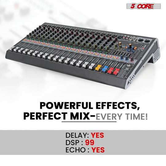 24 channel DJ audio mixer with Bluetooth and USB connectivity