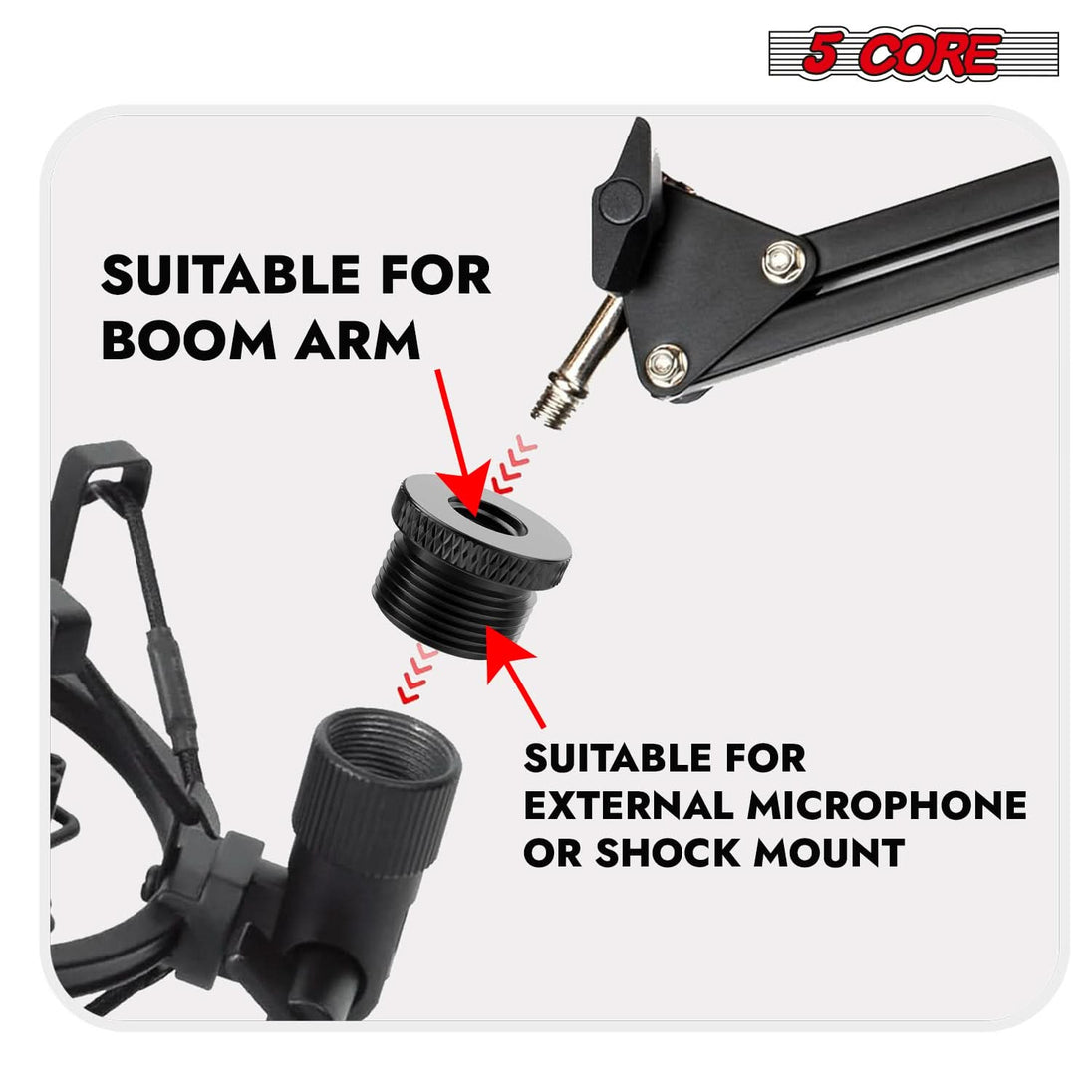 5Core 12-pack mic stand adapter, 5/8" male to 3/8" female screw thread conversion for microphone stands