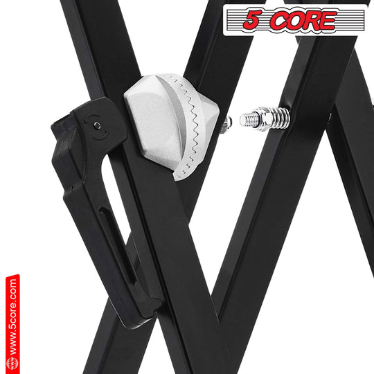 5Core adjustable double X style keyboard stand riser for 49 to 88 keys with gear