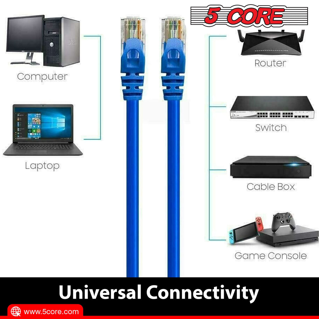 10 FT Cat6 LAN cable ideal for connecting devices across rooms