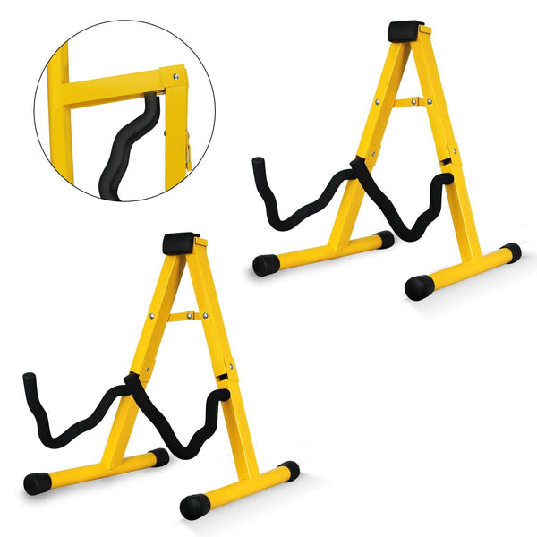 5Core yellow guitar stand with A-frame design for acoustic and bass