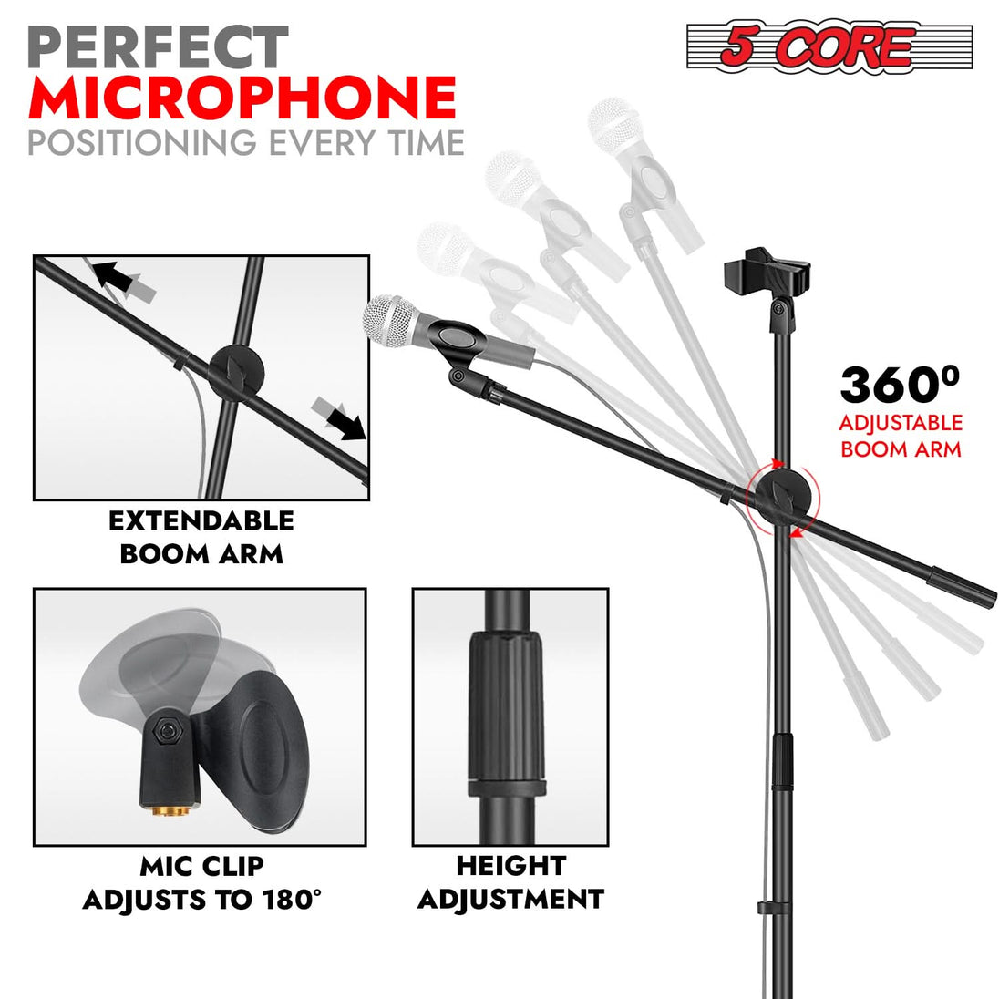 Set of 4 durable floor microphone stands