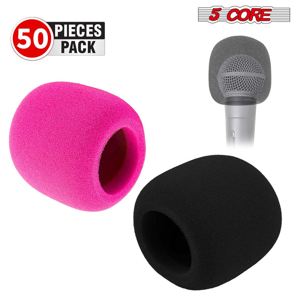 5Core Microphone Cover Soft Foam Mic Windscreen Windproof Sponge for Handheld Mic 50 PACK