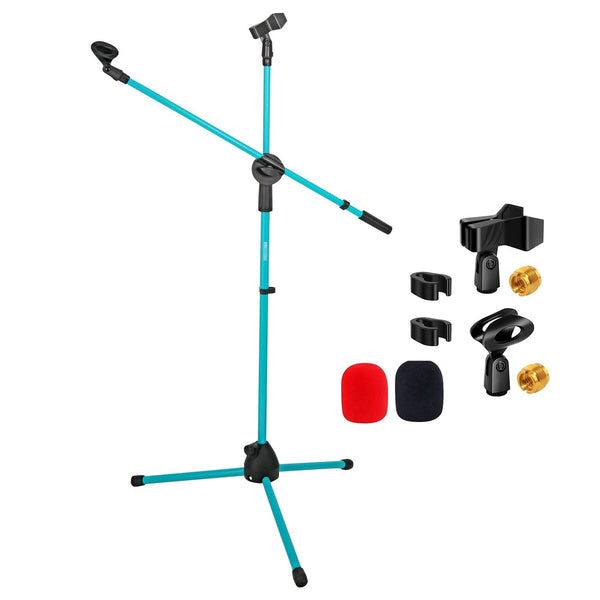5Core sky blue tripod mic stand with adjustable boom arm for stage use