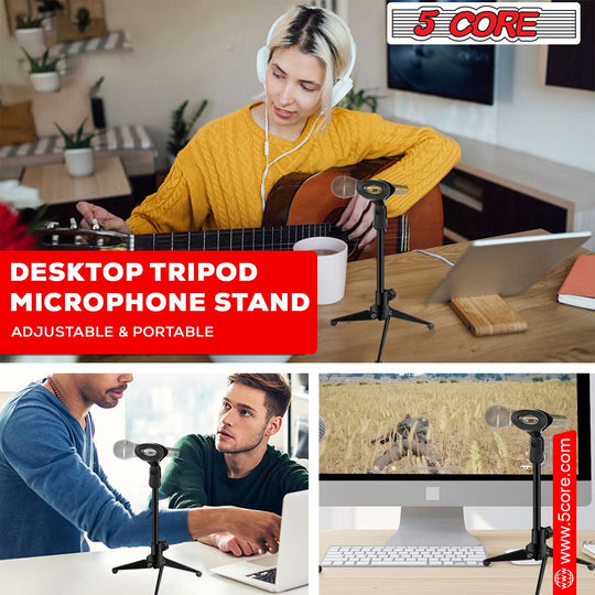 5 Core Adjustable Tripod Mic Stand: Ideal for Desktop and Table Top Use