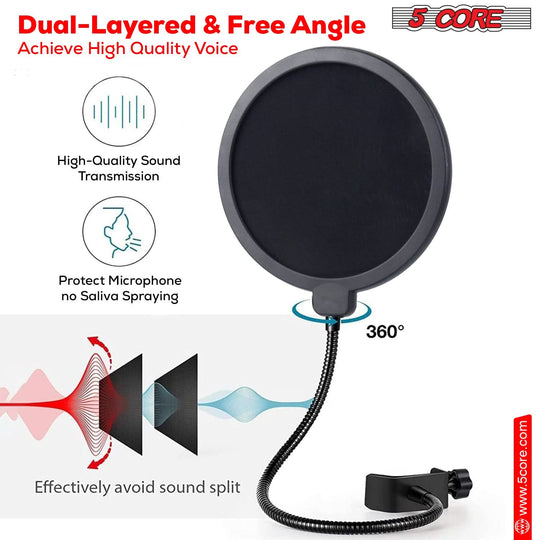 5Core podcast bundle with professional condenser cardioid mic kit and boom arm