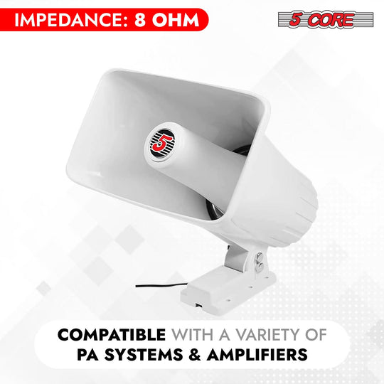 5Core high-performance PA horn speaker, 8 x 5 inch, loud siren, 65W, 8 ohm for indoor/outdoor use
