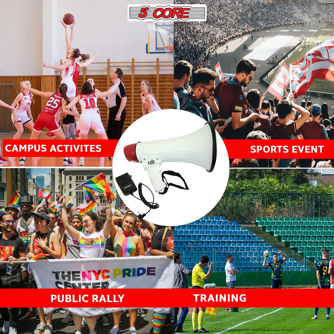 Bullhorn supports Bluetooth, SD card, AUX, USB, and a detachable mic, ensuring clear, amplified sound for any event.