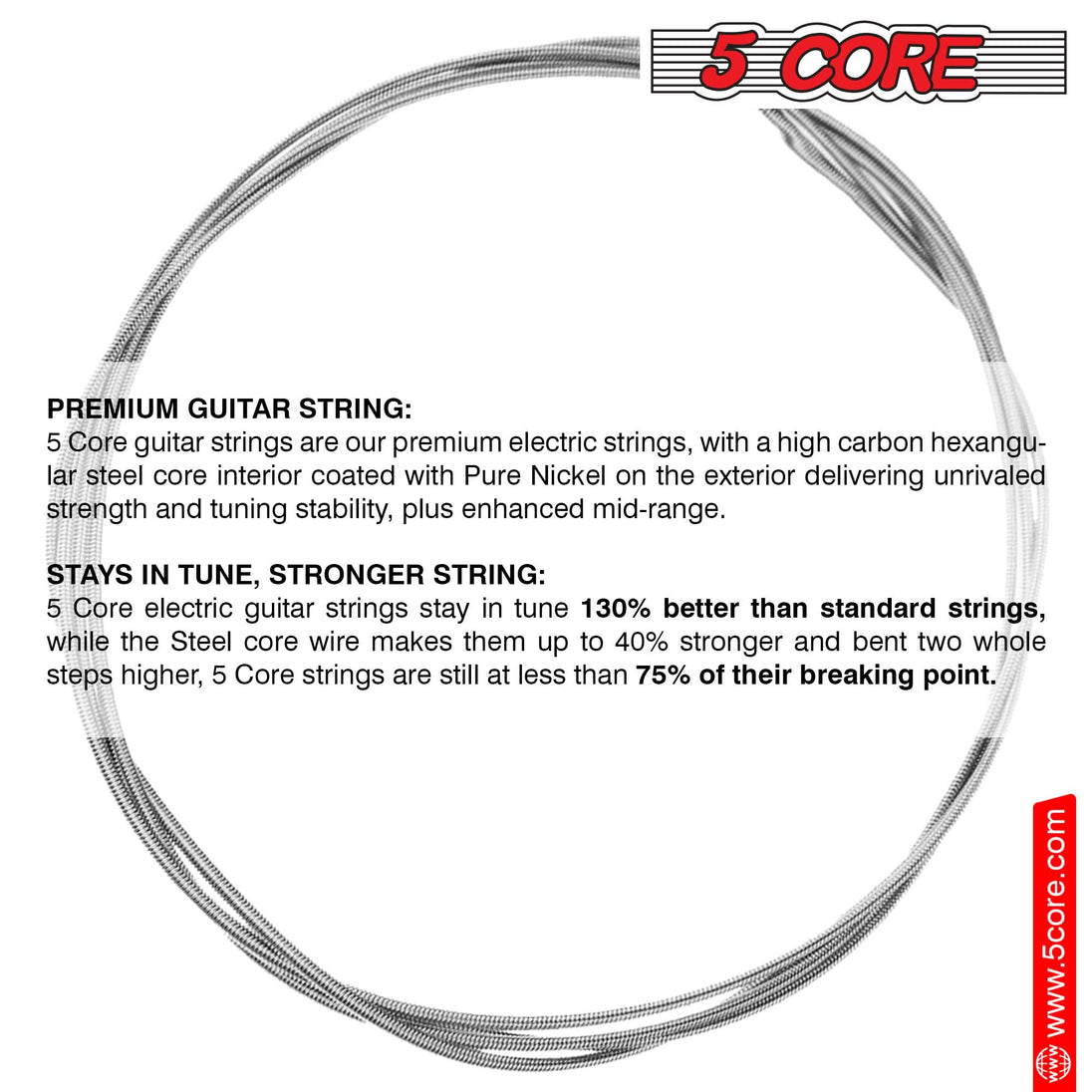 Durable steel strings for powerful bass sound