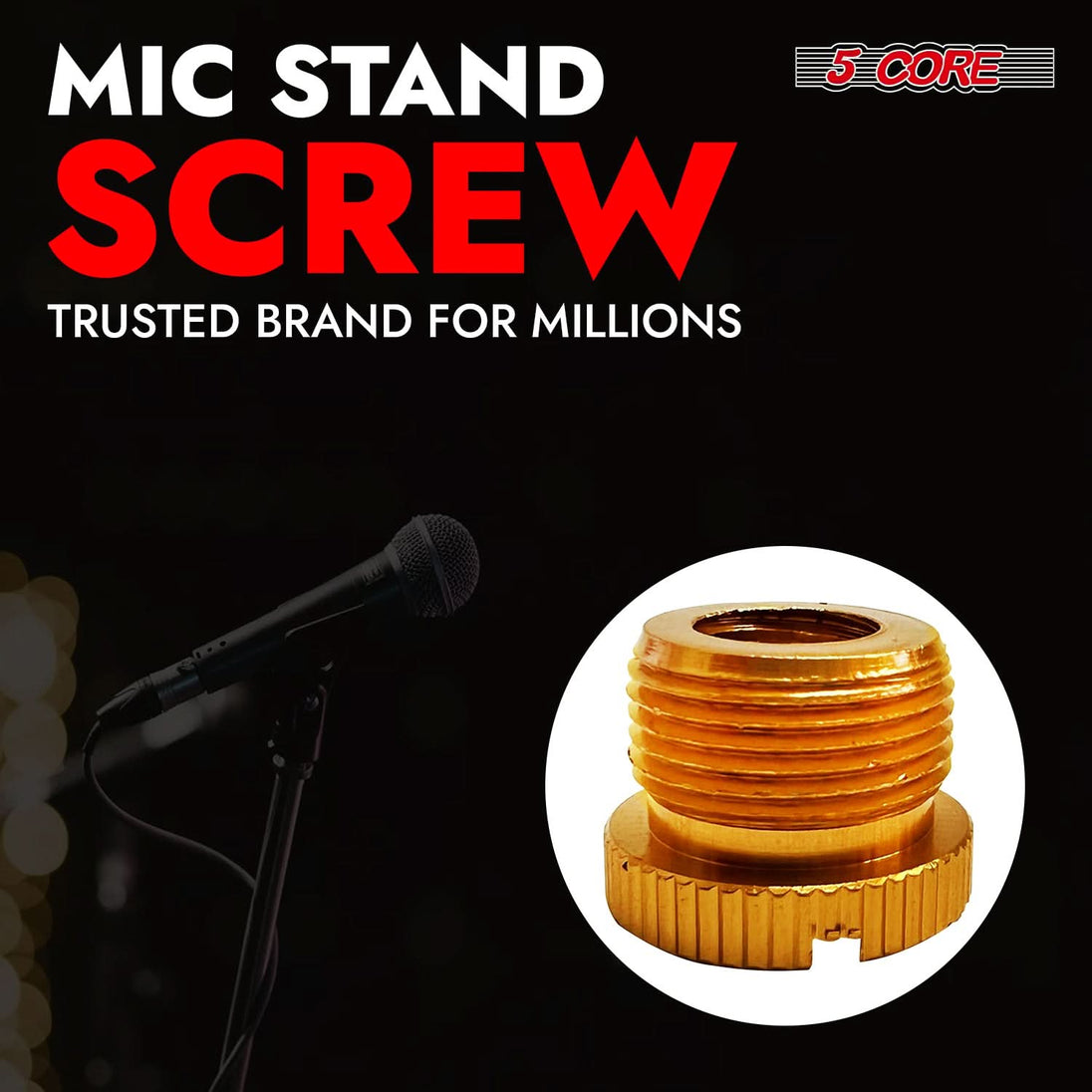 5Core 5/8 male to 3/8 female adapter, screw thread conversion for microphone stands