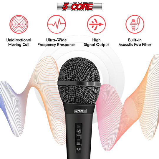 5Core XLR Microphone 2Pcs Dynamic Mic Karaoke Singing Studio Mics Handheld Microfono