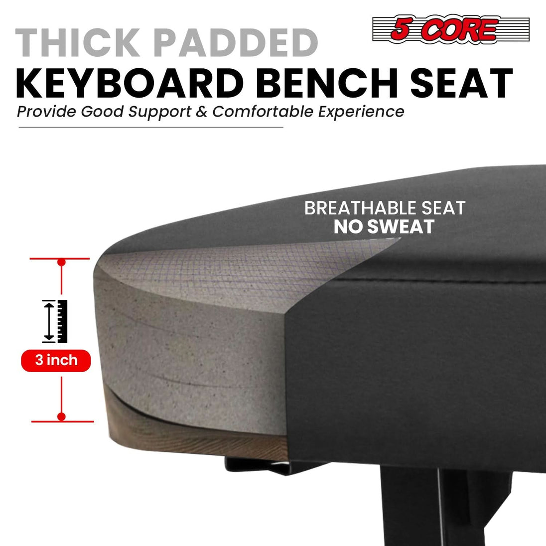 Comfortable padded cushion for extended playing sessions, providing soft support for the musician