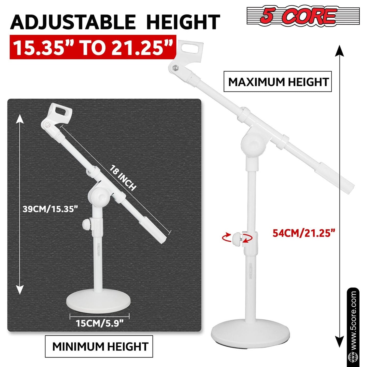 height adjustable desktop mic stand