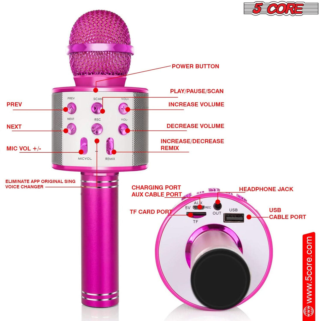 5Core Karaoke Microphone Bluetooth Mic