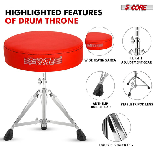 Deluxe padded drum chair with a strong base, soft cushioned seat, and secure height adjustment for drummers.