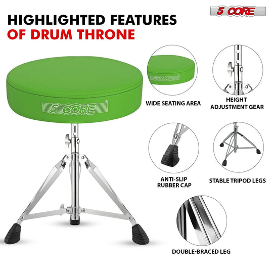Premium drum chair with a padded seat, reinforced legs, and height adjustability for drummers of all levels.