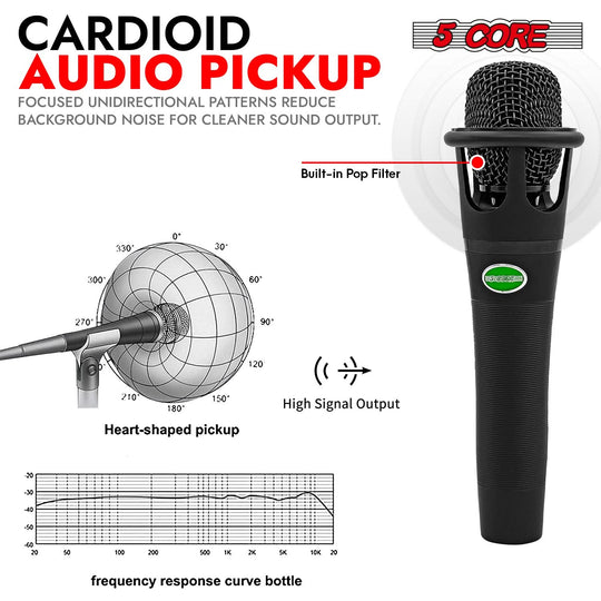 Professional handheld mic with XLR cable connection by 5Core