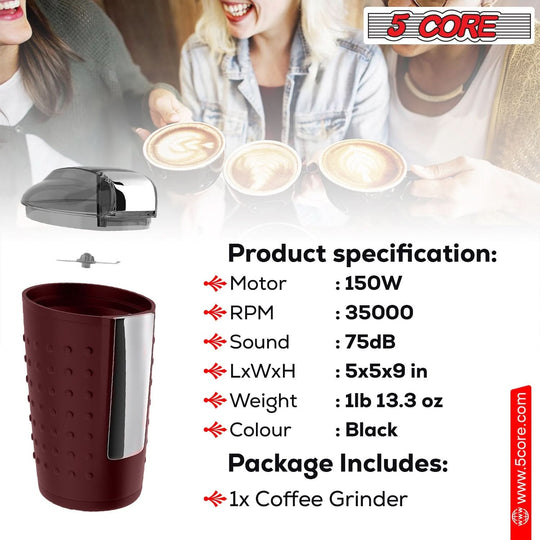 150W Coffee Bean and Spice Grinder by 5 Core