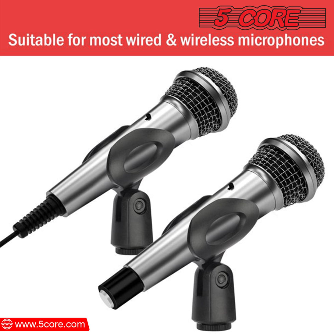 5Core 4-piece mic clip holder set, screw adapters 5/8 to 3/8 inch included