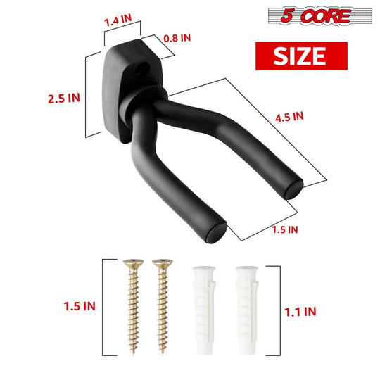 Adjustable Wall Mount Guitar Hangers - 5 Core Display Hook with Screws and Soft Padding