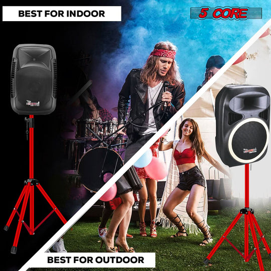 Red tripod speaker stand by 5Core for professional audio setups