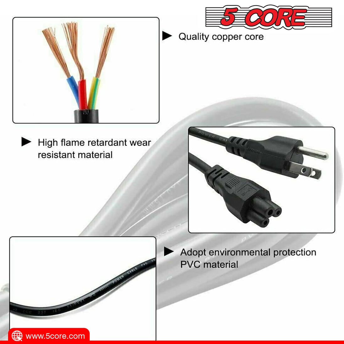 High-quality 2 prong cable for power extension needs