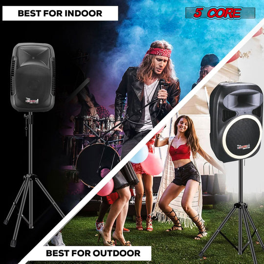 5Core adjustable speaker stand tripod up to 72 inches with black pole mount for DJ