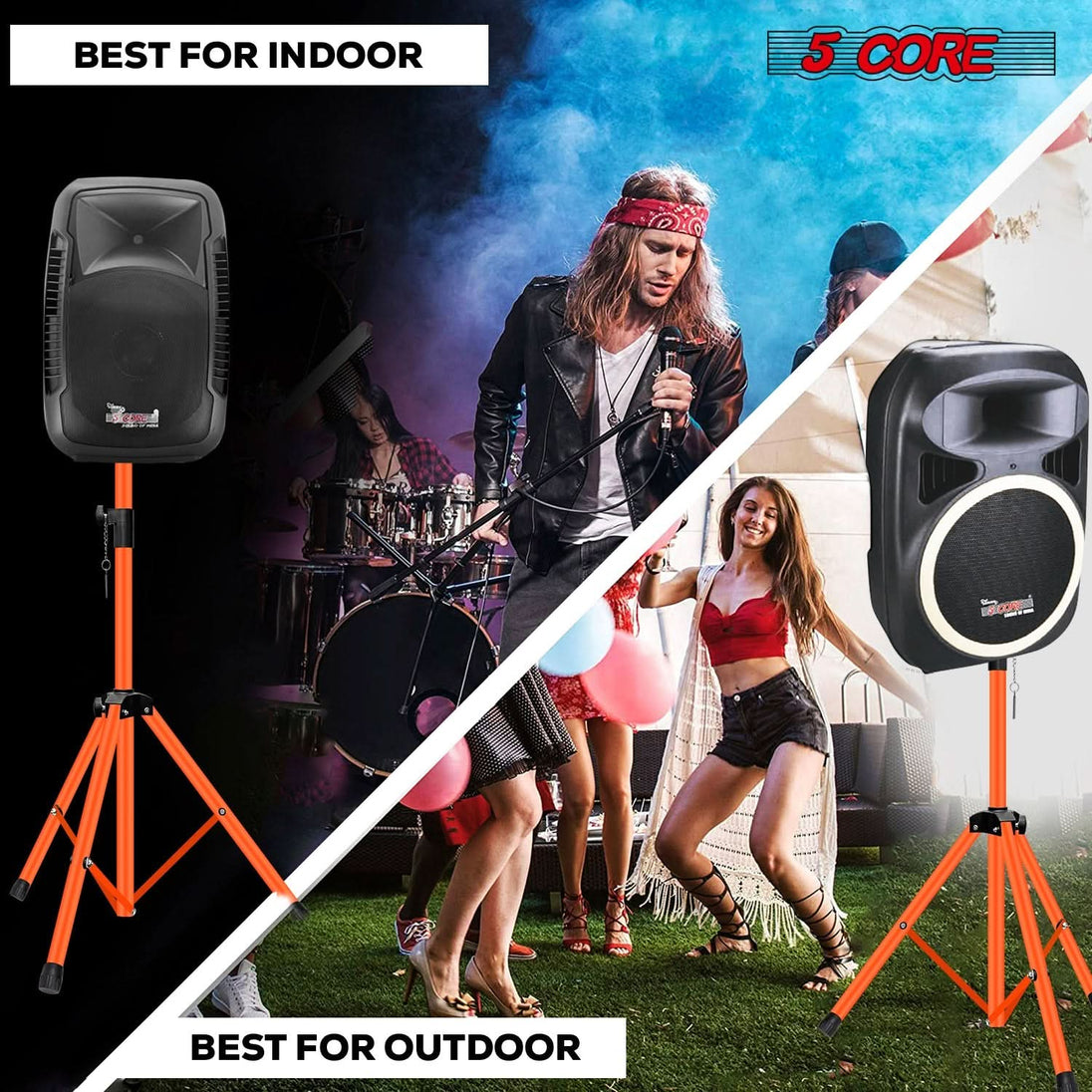 5Core orange tripod stand for studio monitor and desktop speaker support