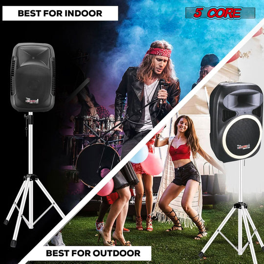 Tripod speaker stand in white by 5Core for DJ and audio setups