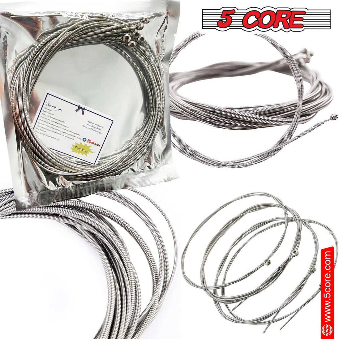 6-piece 5Core professional quality bass guitar strings