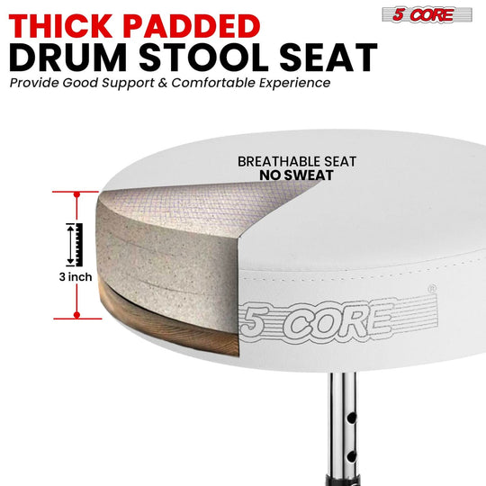 Adjustable height drum seat built with high-quality materials for long-lasting performance.