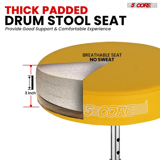 Drummer seat with height adjustable feature for customized comfort and optimal playing posture