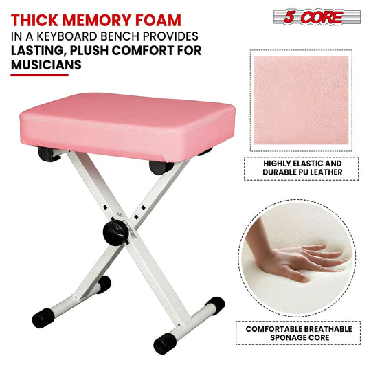Durable X style piano bench designed for comfortable keyboard playing