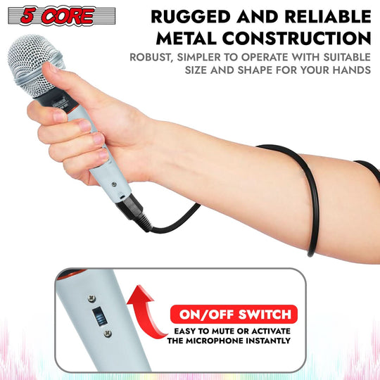 5Core dynamic XLR microphone for clear vocals in karaoke and recording studios