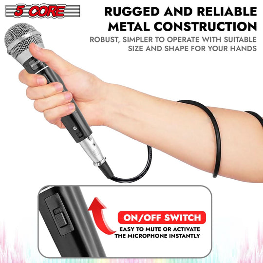 High-quality 5Core handheld dynamic mic for podcasts and vocals