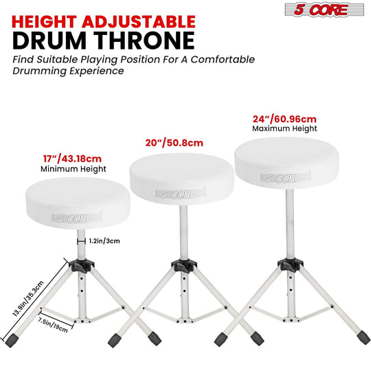 Drum stool with adjustable height, allowing drummers to find their perfect playing position easily.