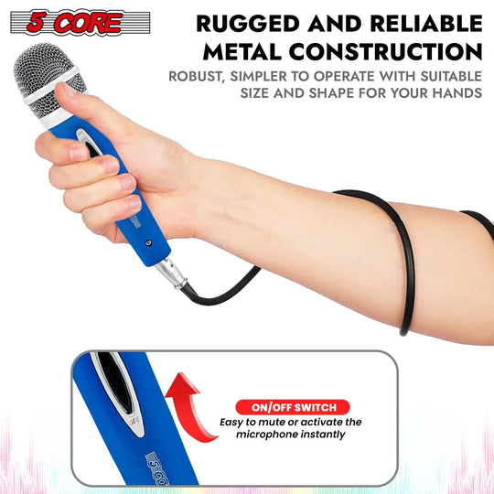 5 Core DJ Music Mic: Dynamic XLR microphone for professional use in music and karaoke.