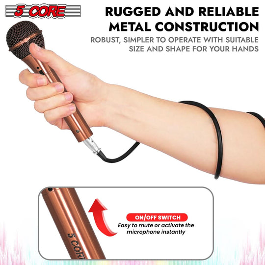5Core microphone with wide frequency response for clean vocals