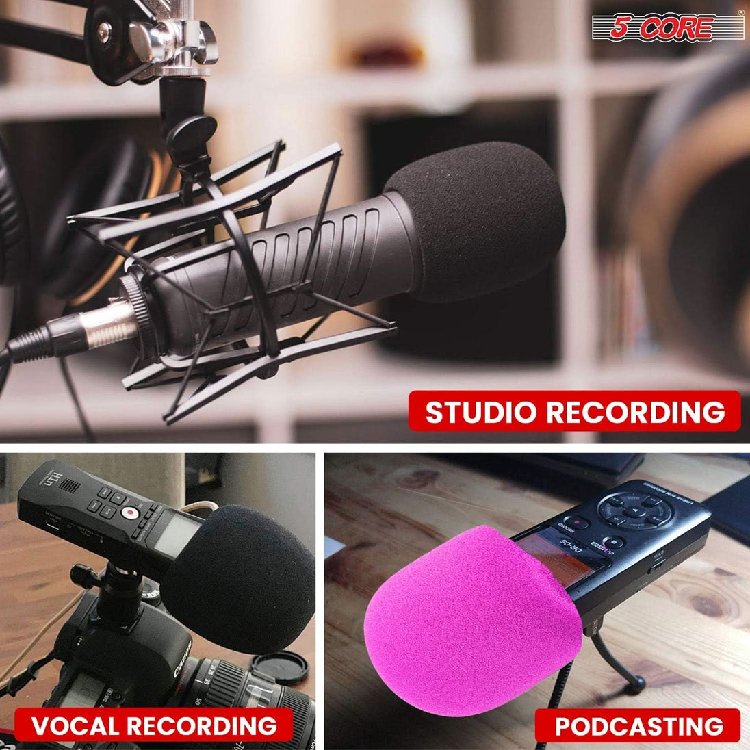 Durable windproof sponge covers for microphones, bulk pack of 50