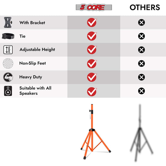 Durable short orange speaker stand by 5Core for DJ sound systems