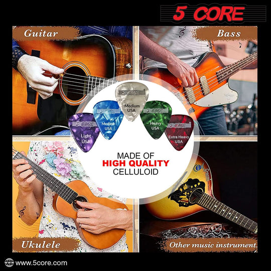 5 Core Guitar Picks Puas Para Guitarra Celluloid Variety Pack