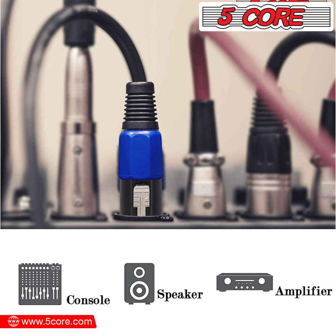 Durable 5Core audio jack male adapter for professional sound equipment