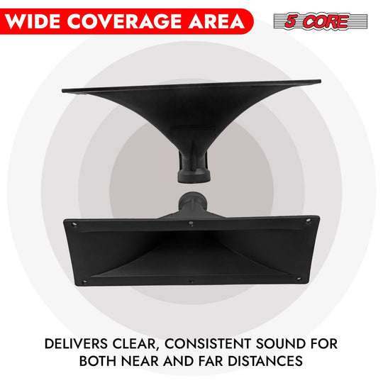 5Core heavy-duty waveguide tweeter exit horn, 3x7 inch with directivity lens and easy installation