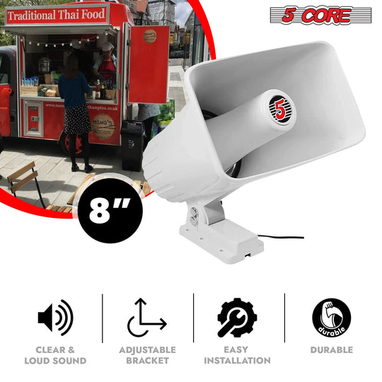 5Core PA horn speaker, 8 x 5 inch, 8 ohm, 65W, loud siren audio, perfect for indoor and outdoor use