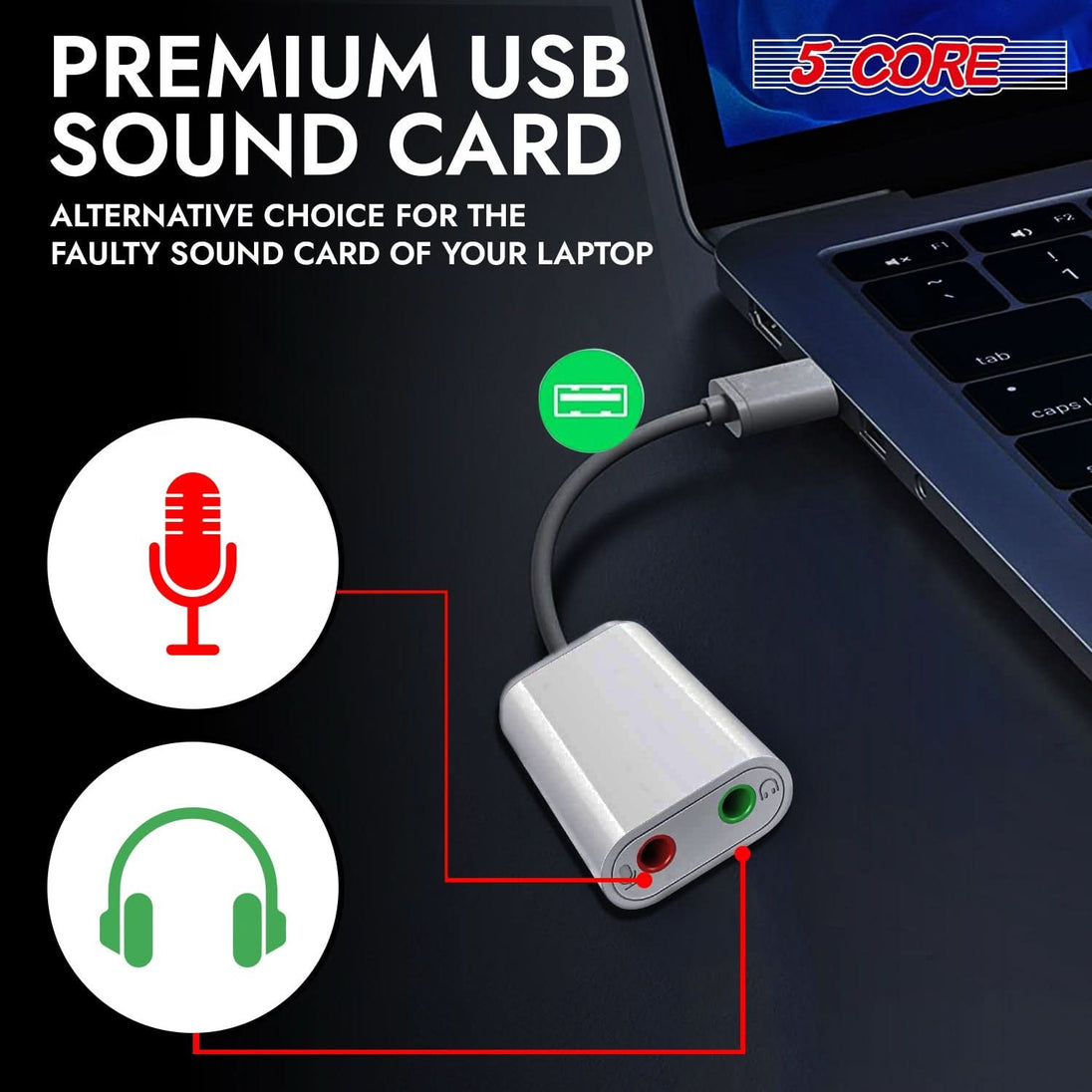 5Core clip-on omnidirectional lapel microphone, 3.5mm professional-grade lavalier mic