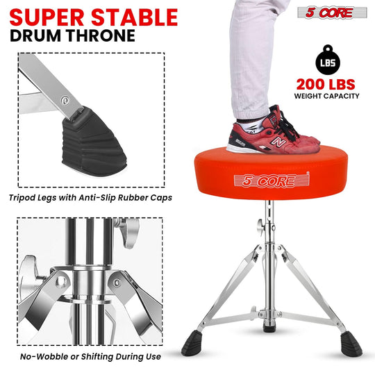 Premium throne chair with a reinforced structure, soft padding, and height adjustability for drummers.