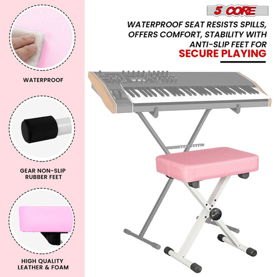 5 Core heavy duty adjustable keyboard bench with stable X style frame