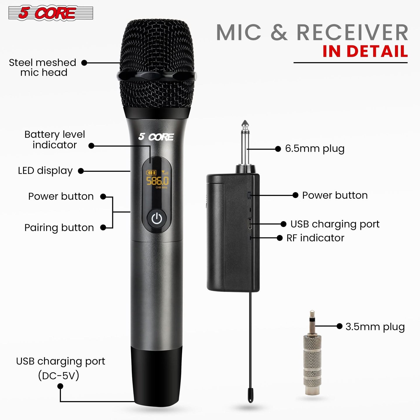 Experience crystal-clear audio with our mics for singing, features a high-fidelity receiver for seamless, interference-free performance