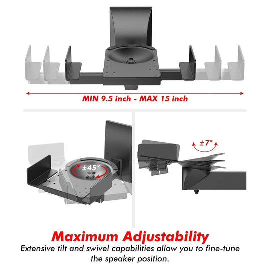 5Core adjustable swivel bookshelf speaker wall mount, 15-inch, pair