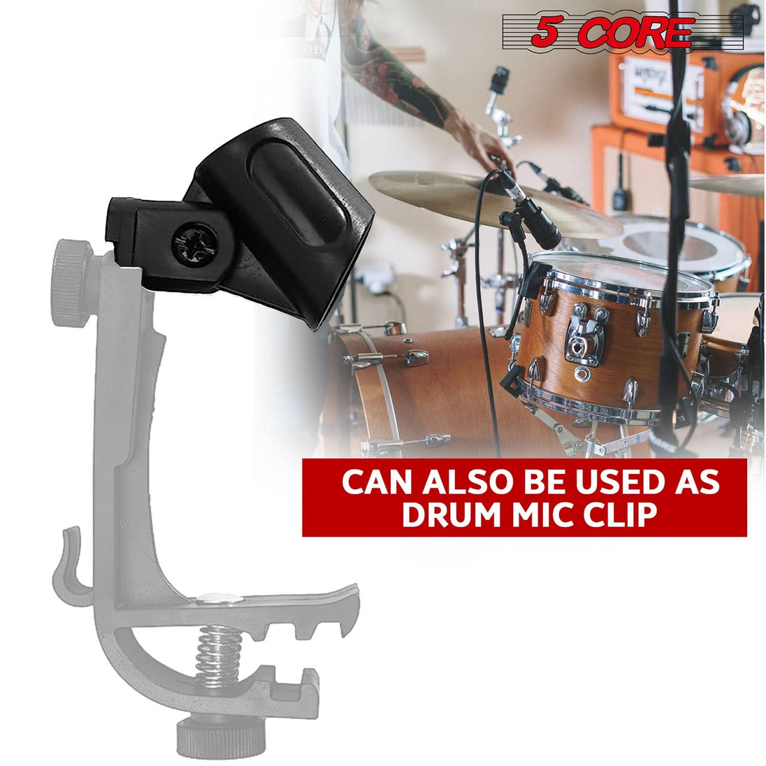 5Core 6-piece microphone clip holder set with 5/8 to 3/8 inch screw adapters